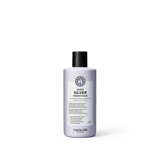 Maria Nila Sheer Silver, Silver/Purple Conditioner, Neutralizes Brassy Yellow/Golden Shades in Blonde, White & Grey Hairs, Violet Pigments Gives Cool Tone, 10.1 Fl Oz
