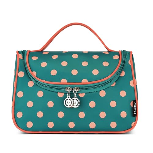 Yeiotsy Travel Cosmetic Bag ? Polka Dots Makeup Travel Organizer, Hanging Toiletry Bag for Women