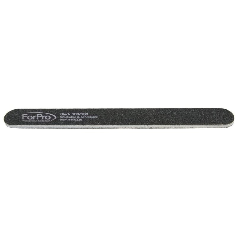 ForPro Professional Collection Nail Foam Boards, Black, 100/180 Grit, Double-Sided Manicure Nail Files, 7” L x .75” W, 50-Count