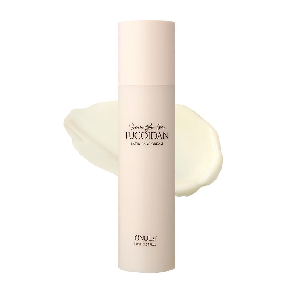 ONUL31° Fucoidan Satin Face Cream - Lightweight Deep Hydration, Vegan Skin Barrier Strengthening, Non-Greasy Daily Moisturizer with Macadamia & Jojoba Oil, Radiant Glow, 3.04oz