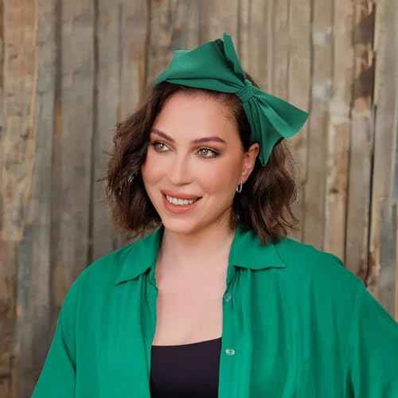WantGor Bow Headbands for Women, Big Bowknot Hair Hoop Women Knotted Wide Turban Headbands Hair Band Bows (Green, Large)