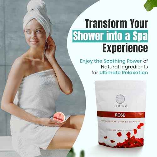 Oomai Shower Steamers Aromatherapy Rose Scent 12 Pack with Tray, Gifts for Women, Spa Set, Thanksgiving Christmas Birthday, Realaxation, Self Care