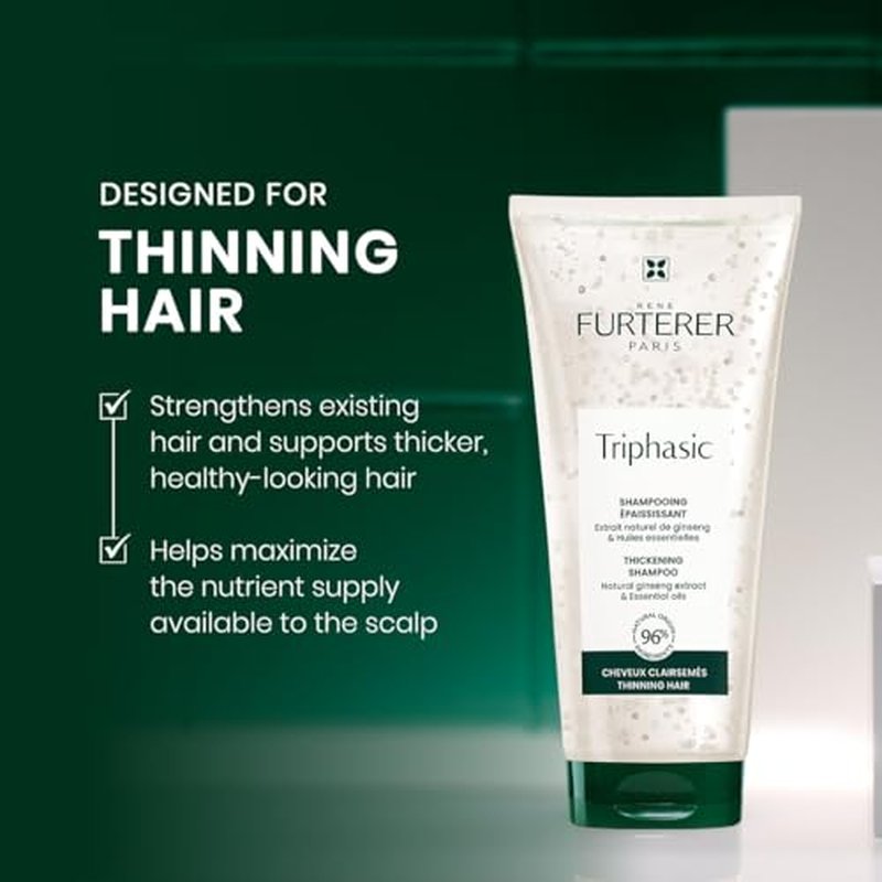 Rene Furterer TRIPHASIC Thickening Shampoo ? For Thinning Hair ? Improves hair density & strength ? Scalp Nutrition ? Rosemary Oil - For Men & Women - Color Safe