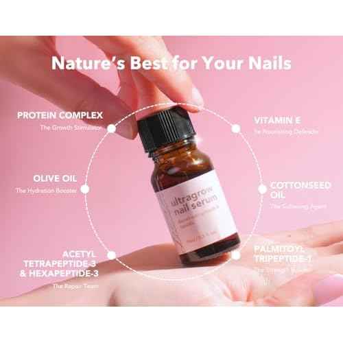 Liaison UltraGrow Nail Serum for Growth and Strength with Keratin Complex, Olive Oil & Vitamin E | Dermatologist-Tested to Support Weak, Brittle, Splitting Nails