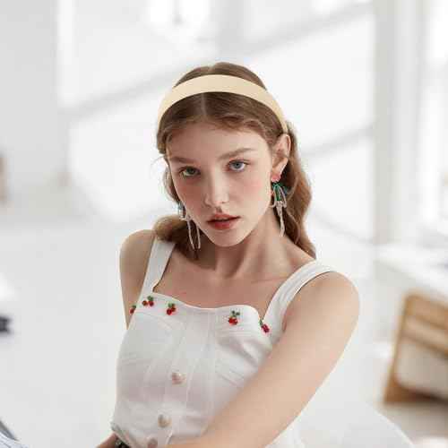 CURASA Headbands For Women Girls 3PCS Non Slip Satin Headbands Trendy Black White Head Bands Brown Neutral Hair Elastics Comfortable Wide Head Bands Stretchy Hairbands Plain Solid Hair Accessories