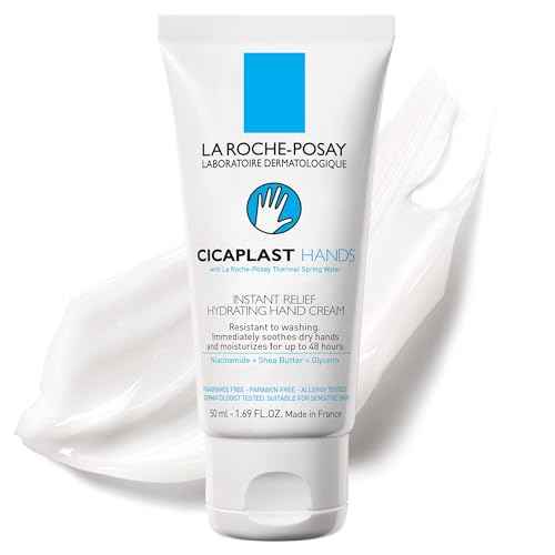 La Roche-Posay Cicaplast Hand Cream, Instant Relief Moisturizing Hand Lotion for Dry Hands, Shea Butter Lotion for Dry Cracked Hands, Non Greasy, Fragrance Free