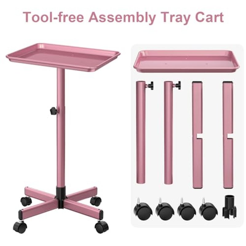 JOSTZHXIN Salon Tray,Rolling Tray Tattoo Tray,Hairstylist Rolling Tray Trolley, Height Adjustable Salon SPA Service Tray Cart