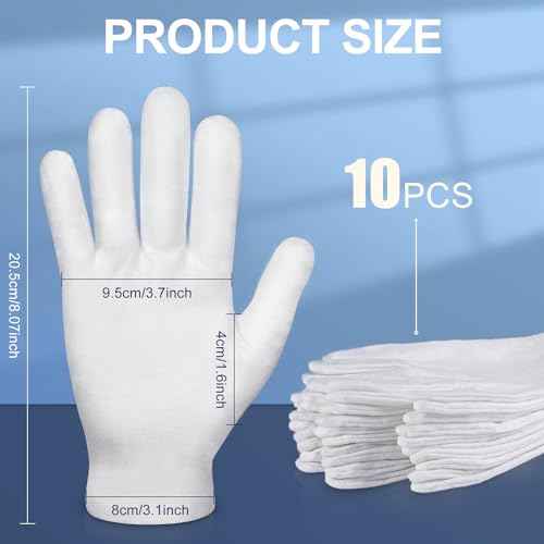 TsMADDTs Cotton Gloves, 5 Pairs White Cotton Moisturizing Gloves Overnight for Dry Hands Sleeping for Women and Men