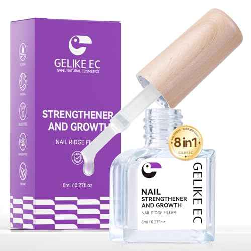 Nail Ridge Filler For Damaged Nails: Gelike ec 8 in 1 Nail Strengthener for Thin Nails and Growth - Protein Nail Ridge Filler with Top Coat Free