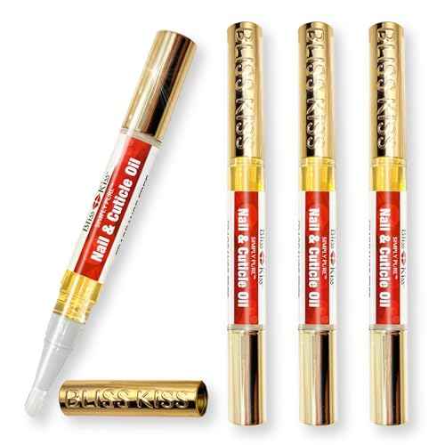 Bliss Kiss | Fragrance Free 4 Nail Oil Cuticle Pens w/Vitamin E & Jojoba?Nail Strengthener Nail Growth and Strengthening Serum for Brittle, Peeling, Breaking, Thin nails