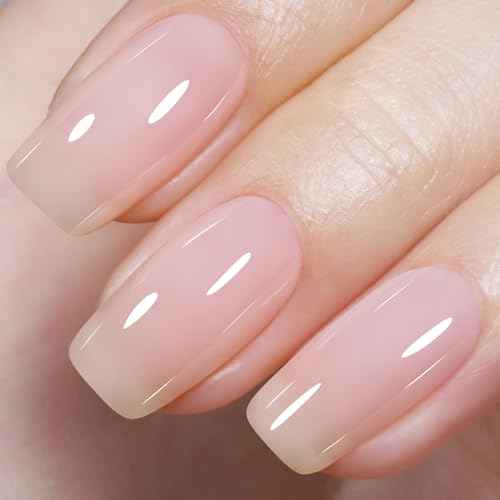 AILLSA Milky Pink Nude Gel Nail Polish, 15ml Translucent Soak Off UV LED Light Cure Gel Polish, Long Lasting for French Nail Art Salon DIY Manicure at Home