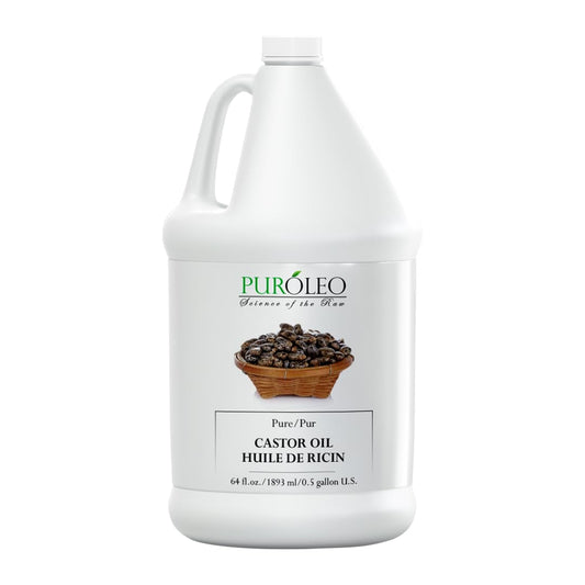 PUROLEO Castor Oil 64 Fl Oz/1900 ML (Packed In Canada) 100% Pure and Natural Hair, Lash, Beard, Eyelashes & Eyebrow Oil Black castor oil for brow lashes, Make eyelash serum, hair serum for dry hair