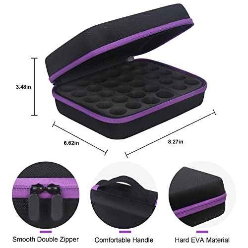 Canboc 30 Essential Oil Storage Holder Organizer Carrying Case - Holds 5ml 10ml 15ml Bottles for Young Living Oils - Travel Bag With Labels & Opener, Black