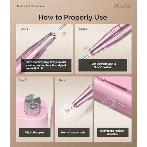 MelodySusie Professional Rechargeable Nail Drill 30000 RPM, Electric Nail File for Shaping, Removing & Polishing Gel Nails, Lightweight & Easy to Use, Ideal for Home & Salon Manicure Pedicure, SC300F