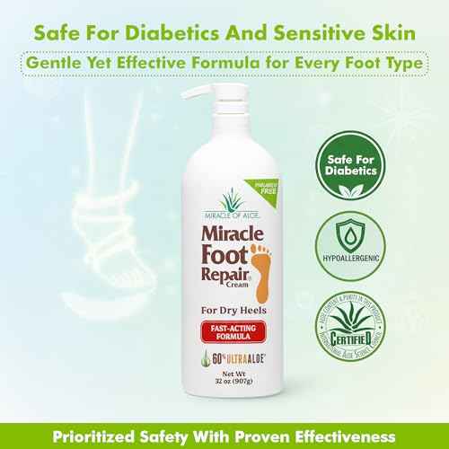 Miracle Foot Repair Cream (32 oz) Repairs Dry Cracked Heels and Feet, 60% Pure UltraAloe Moisturizes, Softens, and Repairs
