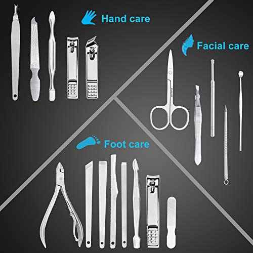 Nail Clippers Set Fingernail and Toenail Clipper Cutters, Manicure Pedicure Kit 18 Pieces Stainless Steel Professional Grooming Kits, Nail Care Tools with Luxurious Travel Case