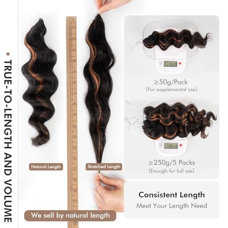 ToyoTress Ocean Wave Crochet Human Hair - 12 Inch 50G Feather-Line Invisible Knotless Water Deep Wave Crochet Human Hair For Black Women Brown Highlight Color Braiding Hair (12 Inch, P1B/30-50G)