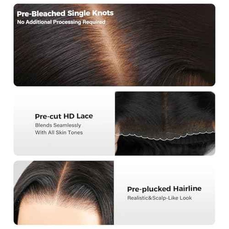 24 Inch Straight Wear and Go Glueless Wigs Human Hair Pre Plucked Pre Cut HD Lace Front Wigs Human Hair 180% Density 7x5 Straight Lace Closure Wigs for Women Bye Bye Knots