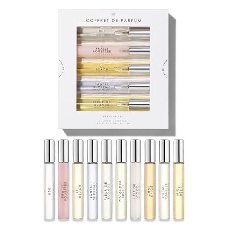 Le Monde Gourmand Coffret de Parfum 2 Box Set - 10 Mini Eau de Parfum Purse Sprays - Travel Perfume Sampler Discovery Gift Set for Woman, Vegan & Cruelty-Free