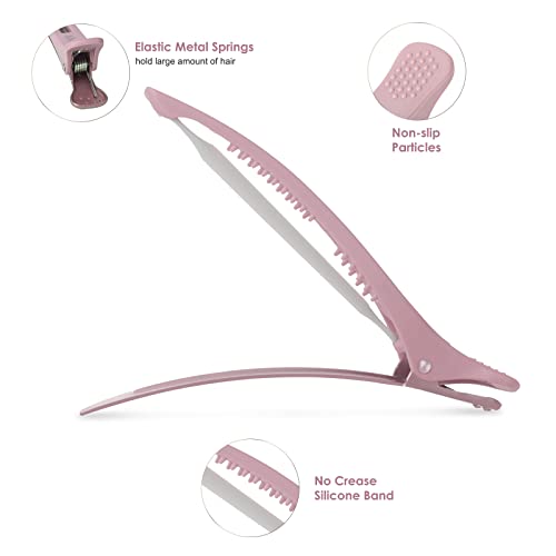 AIMIKE 6pcs Professional Hair Clips for Styling Sectioning, Anti-Slip No-Trace Duck Billed Hair Clips with Silicone Band, Salon and Home Hair Cutting Clips for Hairdresser, Women, Men - 4.3¡± Long