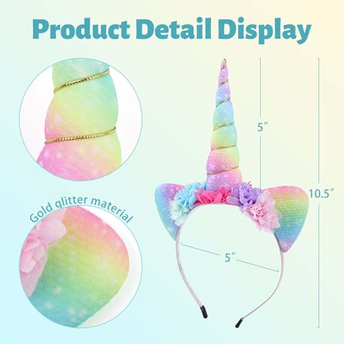 Unicorn Headband for Girls Horn Hairbands Cosplay Birthday Party Head Bands Halloween Christmas Hair Accessory