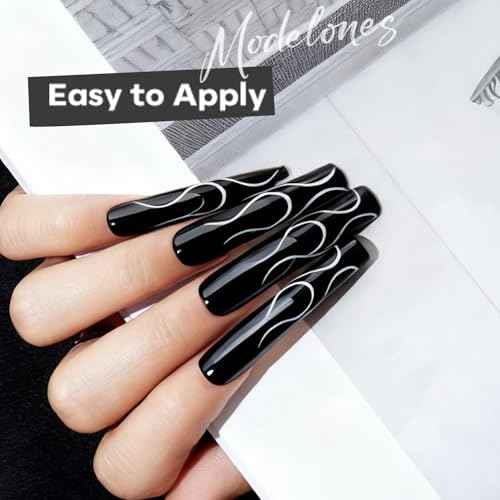 modelones Nail Polish, 15 ml Classic Black Nail Polish Quick Dry Nail Strengthener Long Last Shine Fingernail Toe Nail Art DIY Home Travel Manicure Gift for Women Girls 0.5 Fl Oz