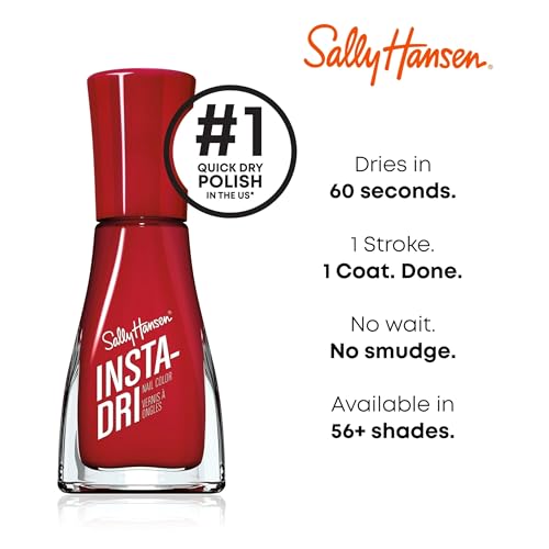 Sally Hansen Insta-Dri Nail Polish | Quick Dry, Long Lasting, Streak-Free Shine | Opaque, Glossy | 428 Zip Wine | Deep Wine Red Nail Color
