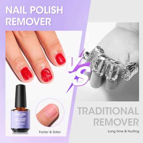 Gellen Gel Nail Polish Remover, 2 Pack Professional Gel Polish Remover for Nails, Quick & Easy Polish Remover In 3-5 Minutes, No Need for Foil Soaking Or Wrapping