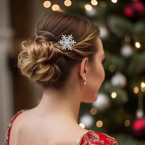 EVER FAITH Winter Snowflake Hair Side Comb Clear Austrian Crystal