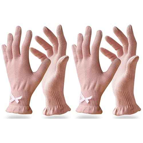 Evridwear Cotton Moisturizing Gloves Overnight Touchscreen for Dry Hands SPA Eczema Hand Care, Day and Night Moisturizing Sleeping Gloves (2 Pair S/M, Feather Weight Pink Color)