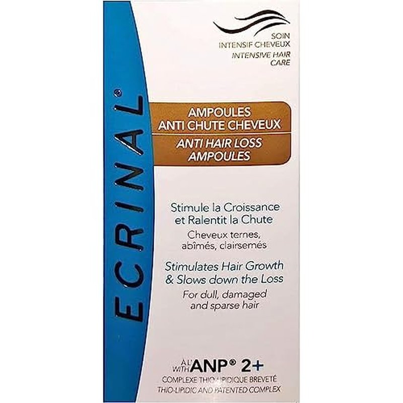 Ecrinal ANP2+ Hair Loss Treatment Ampoules - 8 Ampoules for Hair Growth and Regeneration, Revitalizes Dull, Damaged, Thinning Hair, For Dry, Color-Treated, and Oily Scalp, 3-Month Supply