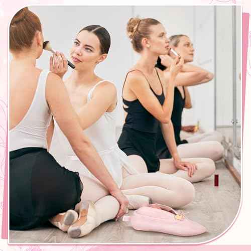 Kacctyen 3 Pcs Christmas Ballet Gifts for Girls Ballerina Shoes Canvas Tote Bag Ballet Dance Shoe Makeup Bag Pink Pom Pom Keychain for Ballerina Recital Birthday Xmas Gifts