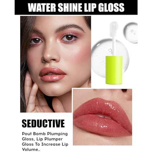 4 Colors Fat Oil Lip Gloss, Lip Oil Lip Glaze Hydrating Lip Glow Oil Big Brush Head Moisturizing Lip Gloss, Shiny Transparent Tinted Plumping Lip Oil Long Lasting Nourishing Non-sticky (A#&B#)