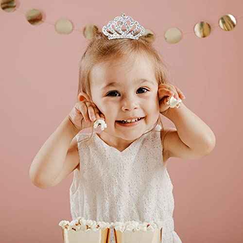 Princess Crown Comb Set for Girl 18 Pcs Silver Tiara Crown with Comb Crystal Tiara Headband Rhinestone Hair Piece Toddler Bride Hair Accessories for Birthday Party Photography Young Teens Gifts