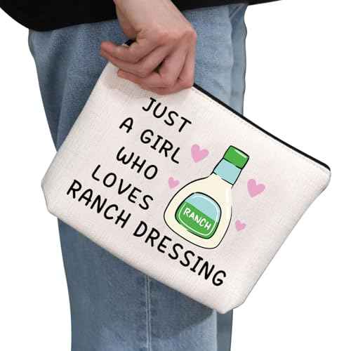 G2TUP Funny Ranch Dressing Gift Who Loves Ranch Dressing Makeup Bag Salad Saucey Lover Cosmetic Bag Funny Foodie Gift (Ranch Dressing MB)