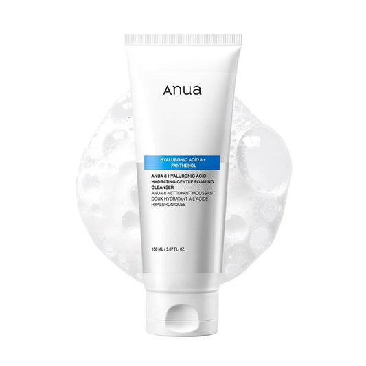 ANUA Hydrating Gentle Foaming Cleanser, Daily Face Wash for Double Cleansing, Hyaluronic Acid, Zinc, Panthenol, for Dry & Sensitive Skin, Sebum Balance Facial Cleanser, Korean Skincare, 5.07 fl. oz