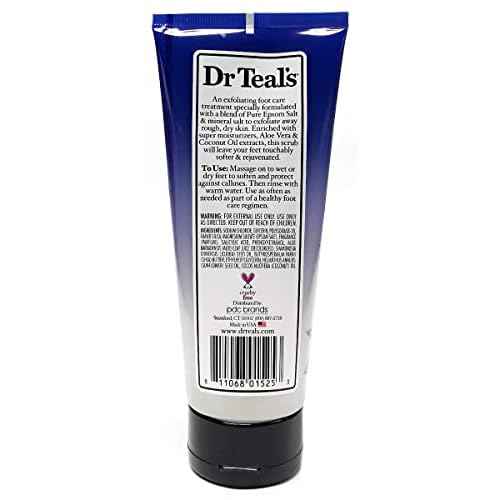 Dr. Teals Softening Remedy Coconut Oil Foot Scrub Gift Set (2 Pack, 6oz ea.) - Essential Coconut Oils & Aloe Vera Replenish and Moisturize Dry, Damaged Skin - Blended with Pure Epsom Salt