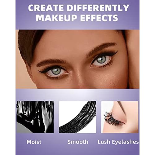 5D Colored Mascara for Eyelashes-3 Colors Blue Purple Green Longlasting Waterproof Mascara Volume and Length,Curling Fiber rimel de pesta?as,Thanksgiving Cosplay Eye Makeup Gift for Women Girl