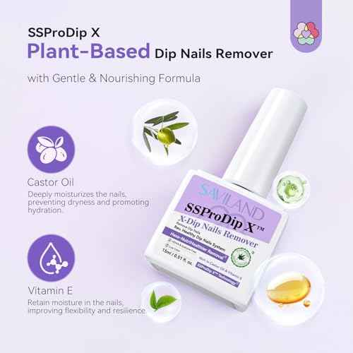 SAVILAND SSPro X Dip Powder Remover Kit: Gentle & Easy Dip Nails Removal No Need Soaking Or Wrapping with Nail File Nail Scraper for Dipping Powder 0.5 Floz Home Use