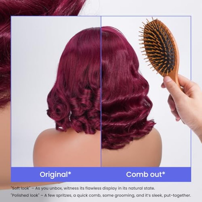99J Burgundy Body Wave Bob Wig 13x4 HD Transparent Lace Front Wigs Human Hair Pre Plucked 180% Density Glueless Wigs Human Hair with Baby Hair for Women 14 Inch