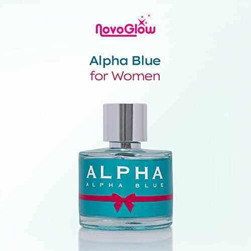 NovoGlow Alpha Blue for Women - 3.4 Fl Oz Oz Eau De Parfum Spray - Long Lasting Fruity & Floral Fragrance Smell Fresh & Feminine All Day Includes Carrying Pouch Gift for Women for All Occasions