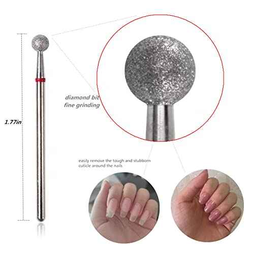 6Pcs Nail Drill Bits, Ball Head 3/32'' Cuticle Clean Nail Bit for Electric Nail File Machine, Suitable for Acrylic Manicure Pedicure Cuticle Gel Polishing, Nail Salon Supply