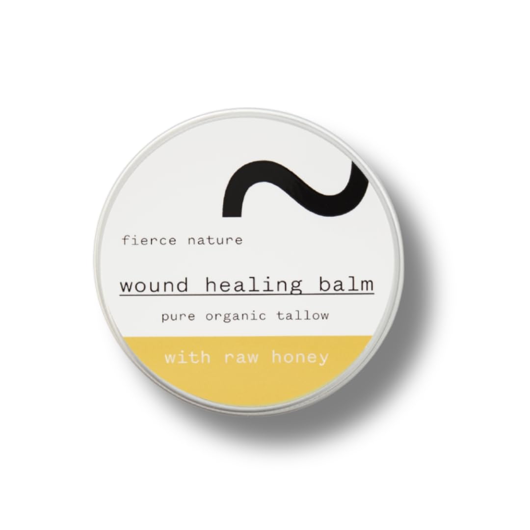 Fierce Nature Organic Skin Healing Balm – Tallow, Beeswax, Olive Oil & Ossa Raw Honey – Infused with Natural Herbs – Gentle, Effective Relief for Minor Wounds