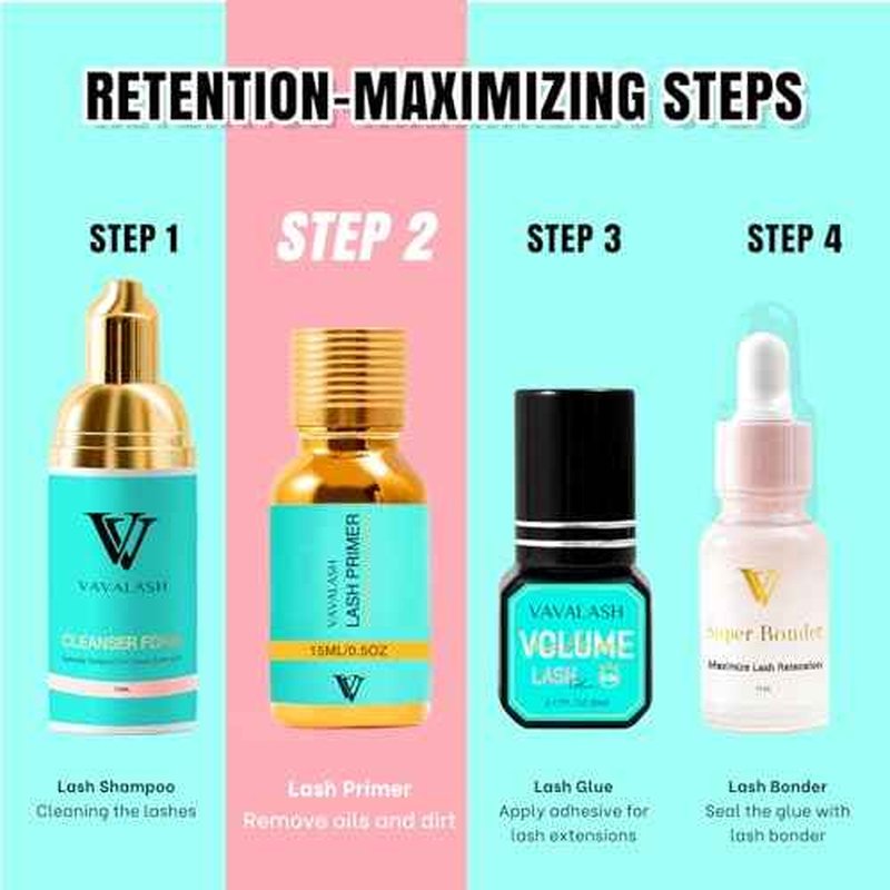 VAVALASH Lash Primer for Lash Extensions 15 ML Eyelash Extension Primer Increase Adhesive Bonding Power Easily Removes Proteins and Oils for Longer Lash Lasting Professional Use Only(15ML)