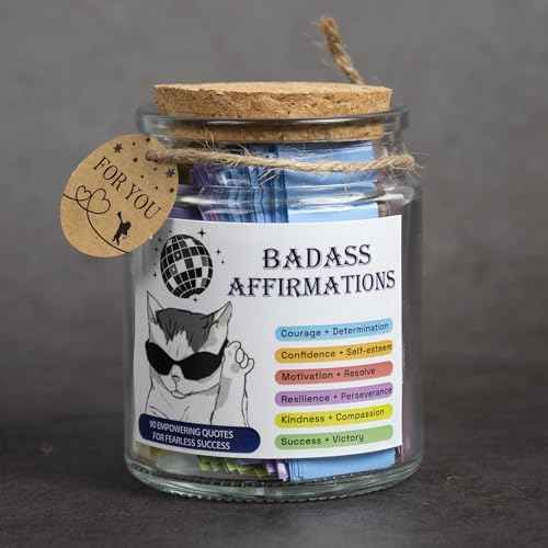 Badass Affirmation Jar, Affirmation Cards, Bestie, Positive Cards for Women, Motivational Gifts, Inspirational Gift, Daily Affirmations for Women, Gag Gifts Funny for Adults