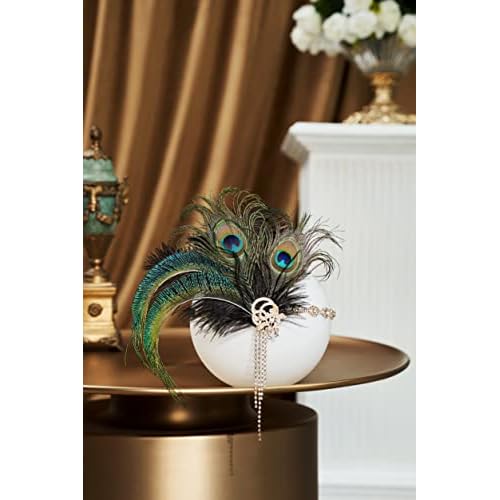 BABEYOND 1920s Flapper Headpiece Headband - Roaring 20s Great Gatsby Feather Headband 1920s Flapper Gatsby Accessories