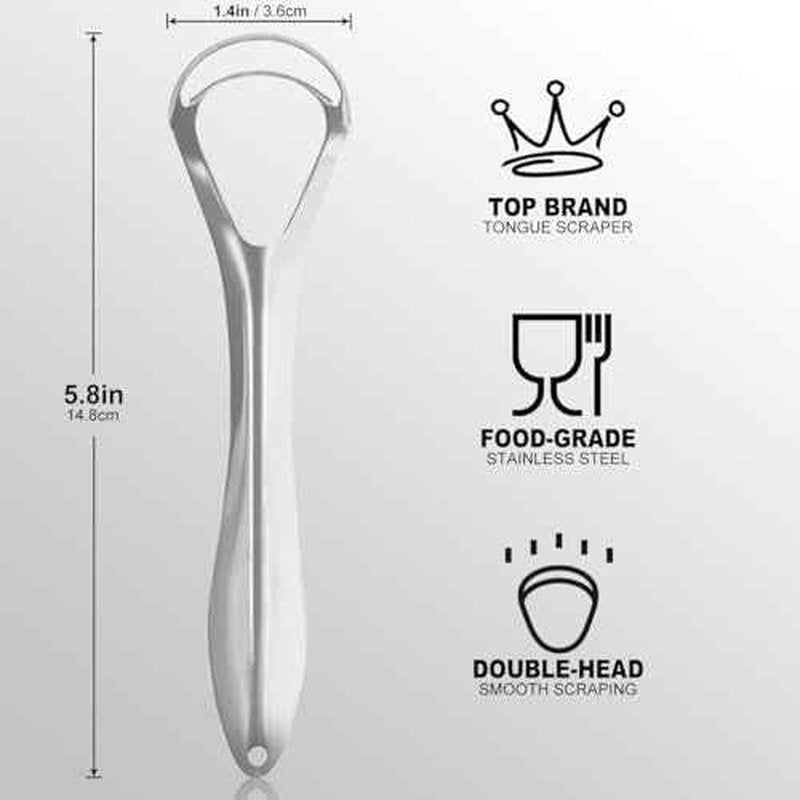 G.CATACC Metal Tongue Scraper for Adults & Kids, Stainless Steel Tongue Cleaner Scrubber for Oral Care - Reduce Bad Breath
