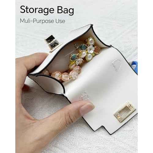 2 pack Mini Purse Keychain PU Leather Tiny Bags Pouches for Purse Pocket Bag Card Holder Data Cable Organizer Pouch Orange White (Orange + White)