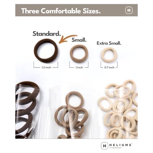 Heliums Soft Hair Ties - No Damage Seamless Nylon Fabric Bands, Stretchy Ponytail Holders for Thin & Thick Hair - Standard 1.5 Inch, Neutrals, 20 Pack