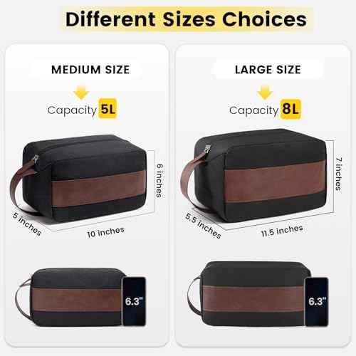 Vorspack Travel Toiletry Bag - Large Toiletry Bag for Men, Water Resistant Skincare Bag, Travel Bag for Toiletries - Black